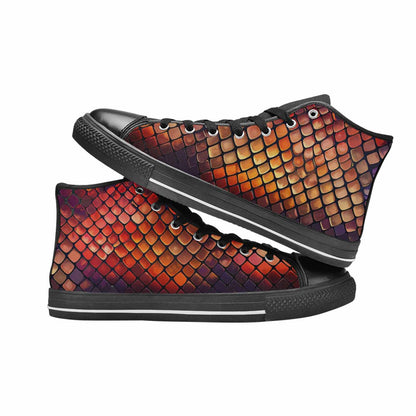MEN'S Dark Snake Print High Top Canvas Wallpaper Art Custom Sneakers