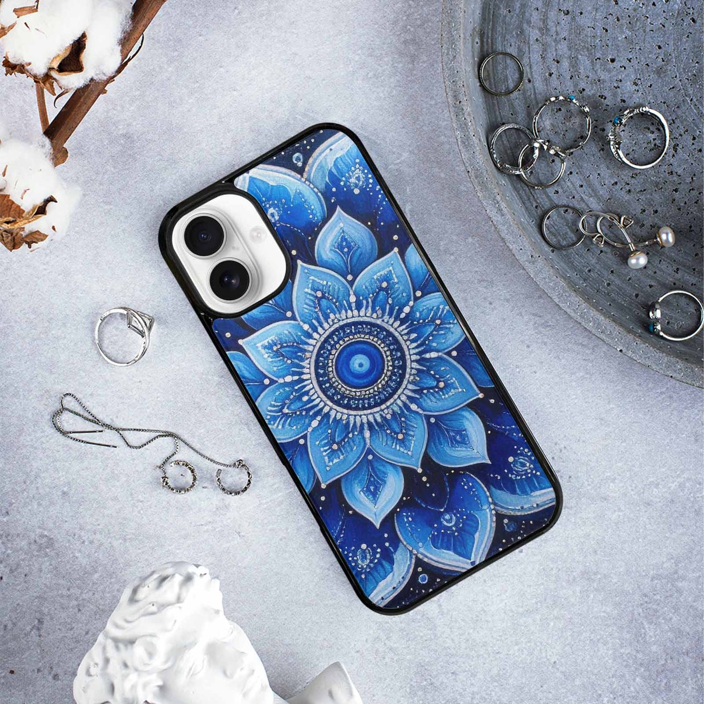 iPhone 16 Plus Case — Mandala Bohemian Print Edge To Edge, Original Design Phone Case