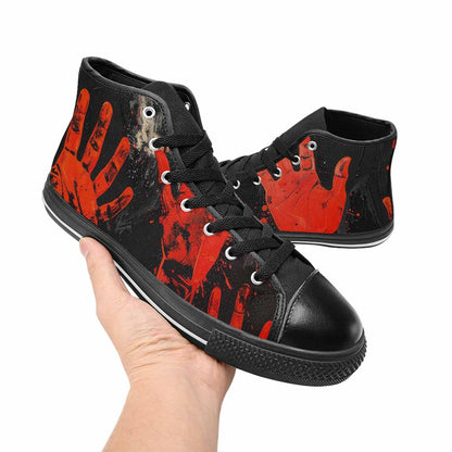MEN'S Halloween Splatter Handprint High Top Canvas Vibrant Chaos Custom Sneakers