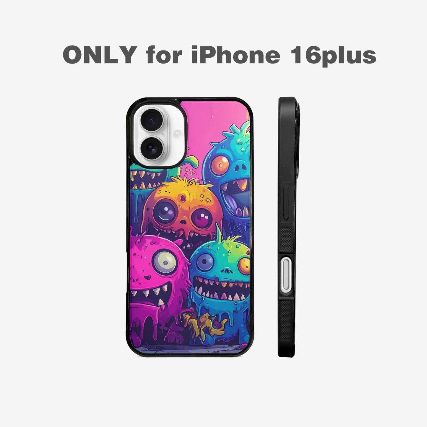 iPhone 16 Plus Case — Overlapping Endlessly No Empty Space Monsters, Custom Print Case Cover