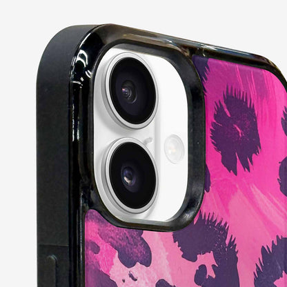 iPhone 16 Case — Leopard Neon Pink Teal Airbrush, Custom Designed Case Cover