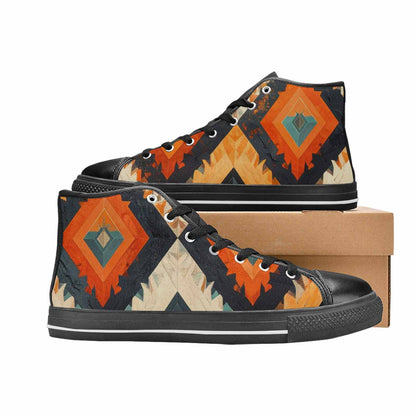 WOMEN'S Southwestern Geometric Diamond High Top Canvas Surreal Sneakers