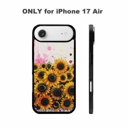 iPhone 17 Air Case — Sunflower Burst Black Pink Ink Floral, Custom Art Phone Cover