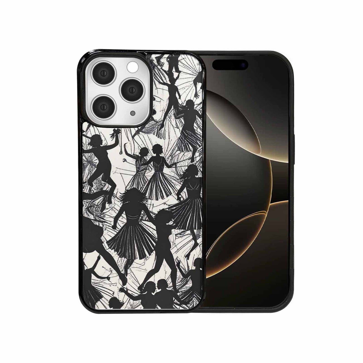 iPhone 15 Pro Max Case — Bold Dancing Figure Line Art Pattern, Custom Phone Case