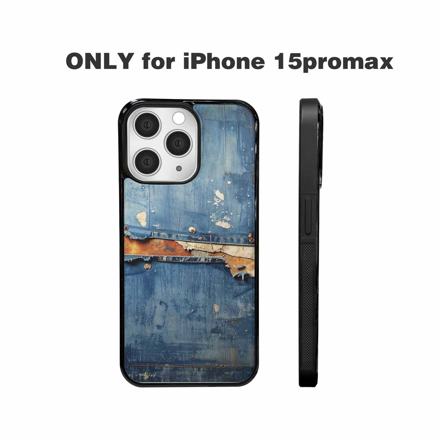 iPhone 15 Pro Max Case — Denim Distressed Textures Print Edge To, Unique Phone Case Design