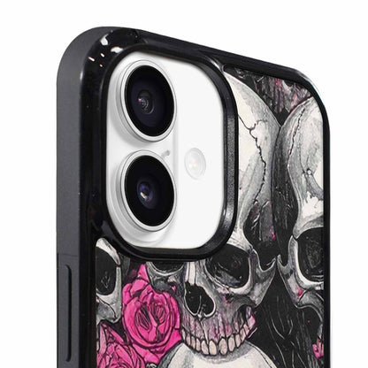 iPhone 17 Case — Black &amp; Pink Ink Gothic Skulls, Custom Phone Case