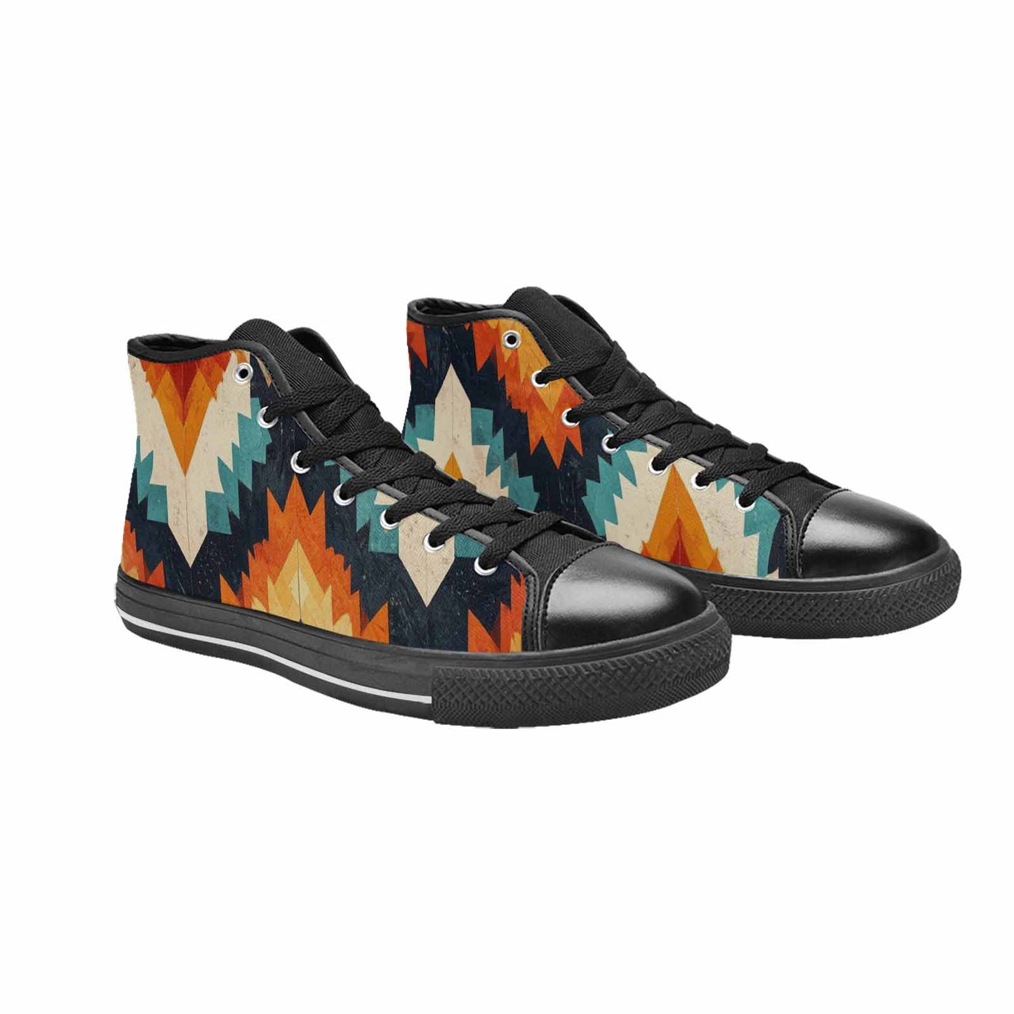 WOMEN'S Southwestern Geometric Diamond High Top Canvas Vivid Sneakers