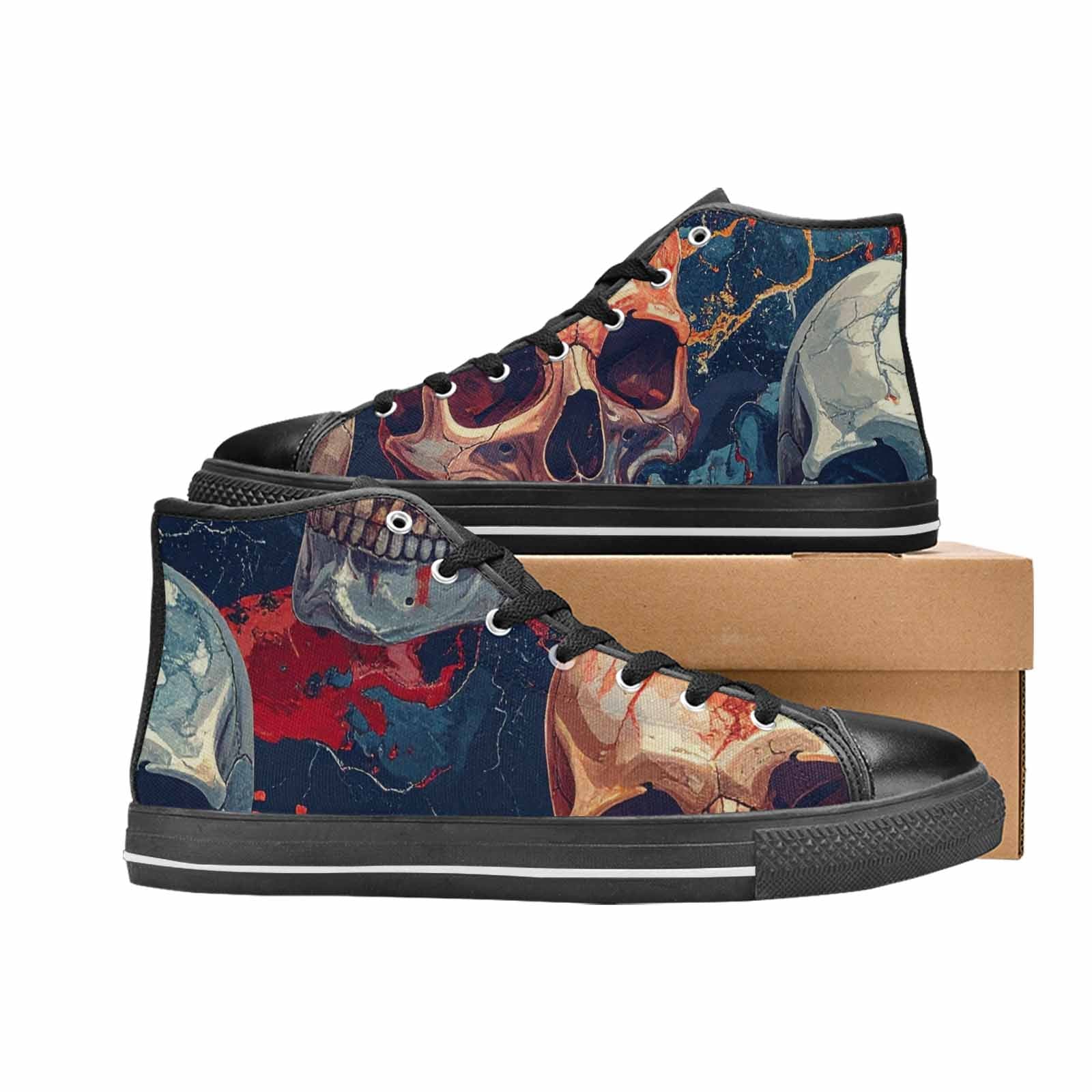 WOMEN'S Marble Skull High Top Canvas Dreamcore Sneakers