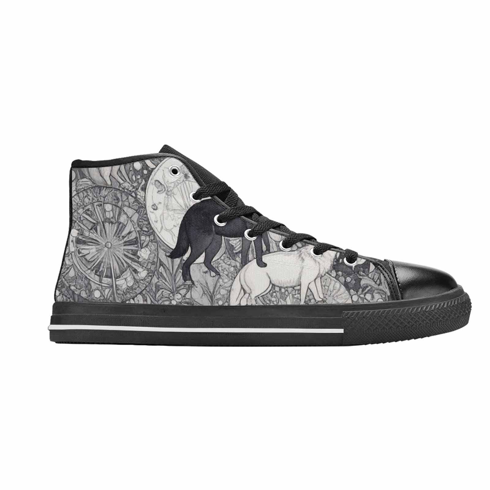 WOMEN'S Wolves Everywhere Collage High Top Canvas Aesthetic Sneakers