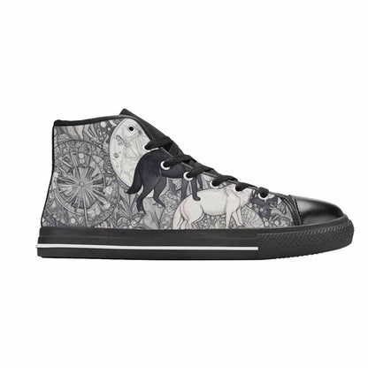WOMEN'S Wolves Everywhere Collage High Top Canvas Aesthetic Sneakers