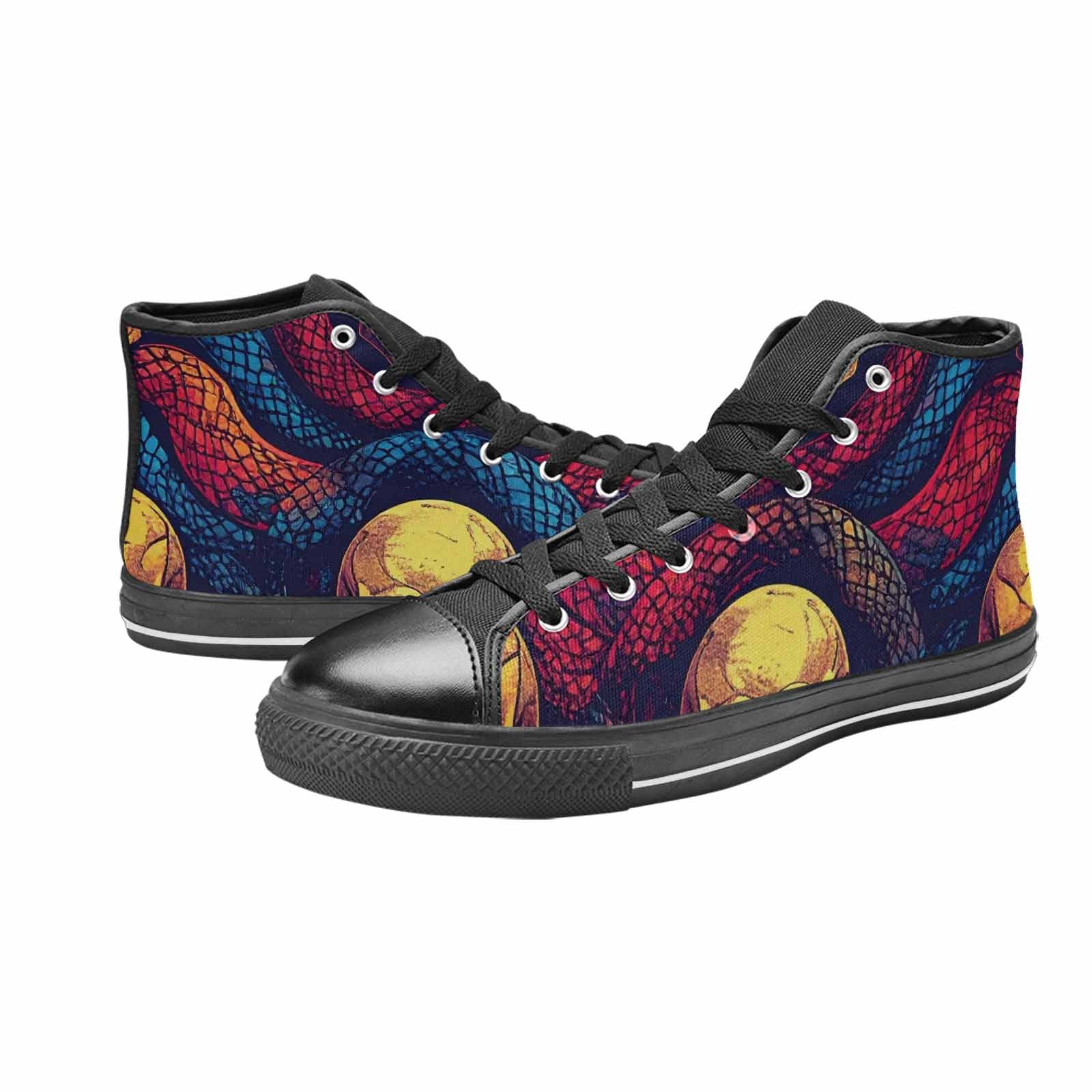 MEN'S Snake Skulls Print High Top Canvas Vivid Custom Shoes