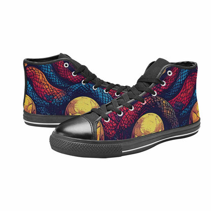 MEN'S Snake Skulls Print High Top Canvas Vivid Custom Shoes