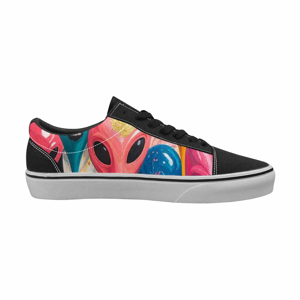 WOMEN'S Aliens  Marble Aliens Lace-Up Canvas Wallpaper Art Sneakers