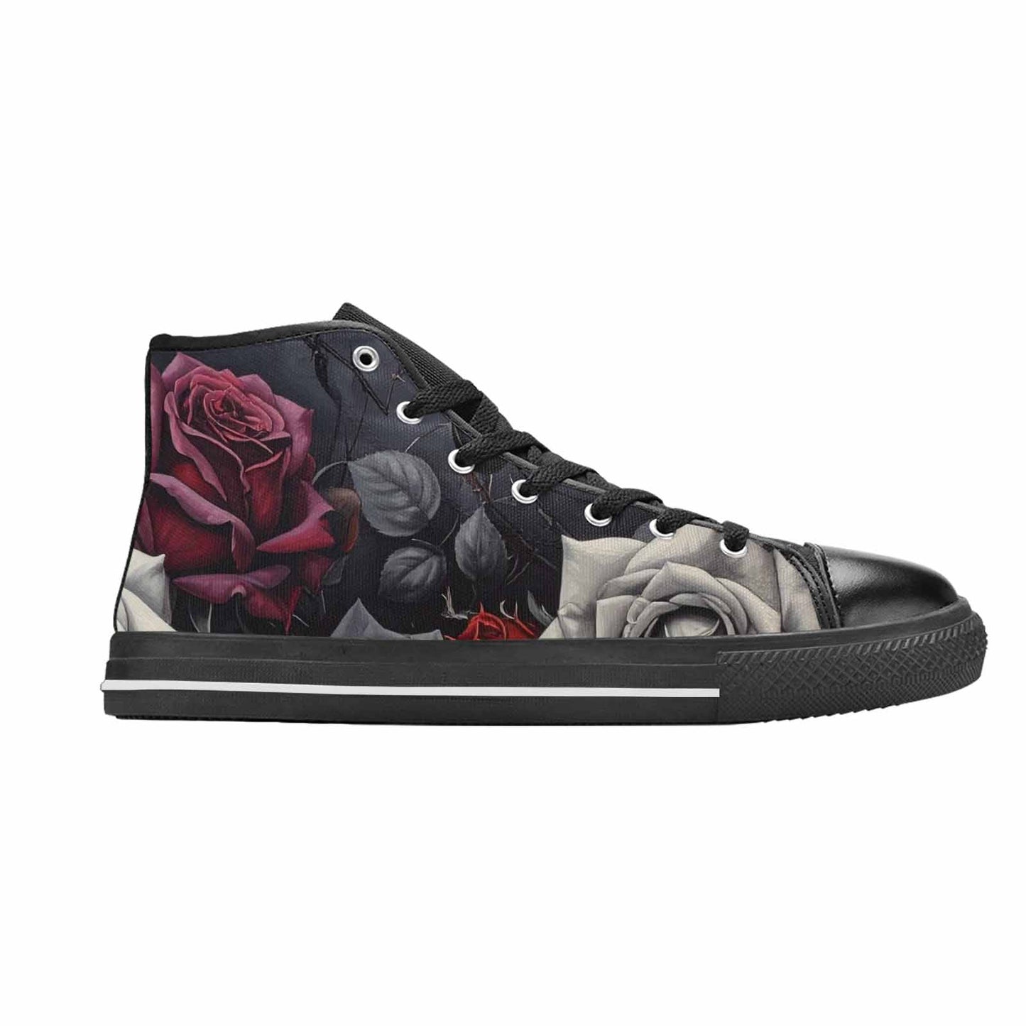 MEN'S Black Gothic Rose High Top Canvas Aesthetic Sneakers