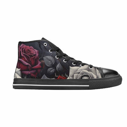 MEN'S Black Gothic Rose High Top Canvas Aesthetic Sneakers