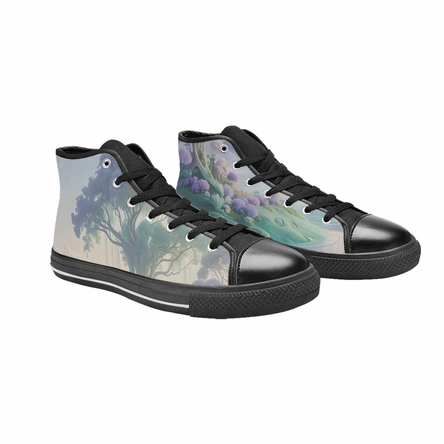 WOMEN'S Surrealist Dreamscape High Top Canvas Cottagecore Sneakers
