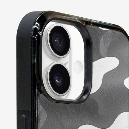 iPhone 16 Plus Case — Grey Camo Print, Original Design Phone Case