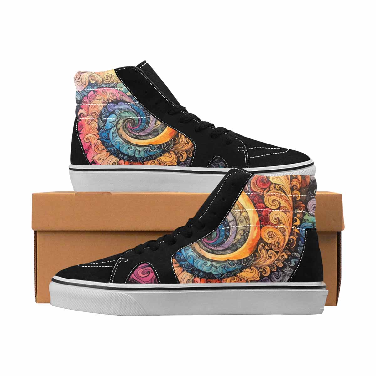 MEN'S Tie Dye High Top Canvas Wearable Art Aesthetic Custom Art Shoes