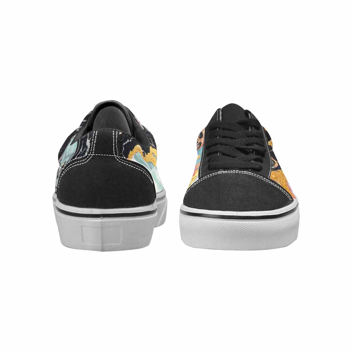 WOMEN'S Skulls  Marble Skulls Lace-Up Canvas Cottagecore Custom Sneakers