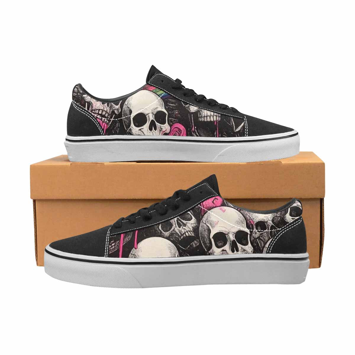 WOMEN'S Rainbow From Skull S Lace-Up Canvas Cottagecore Sneakers