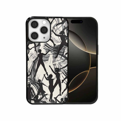 iPhone 15 Pro Max Case — Bold Dancing Figure Line Art Pattern, Custom Designed Case Cover