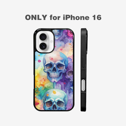 iPhone 16 Case — Kulls Watercolor Skulls Small Skull Pattern, Unique Phone Case Design