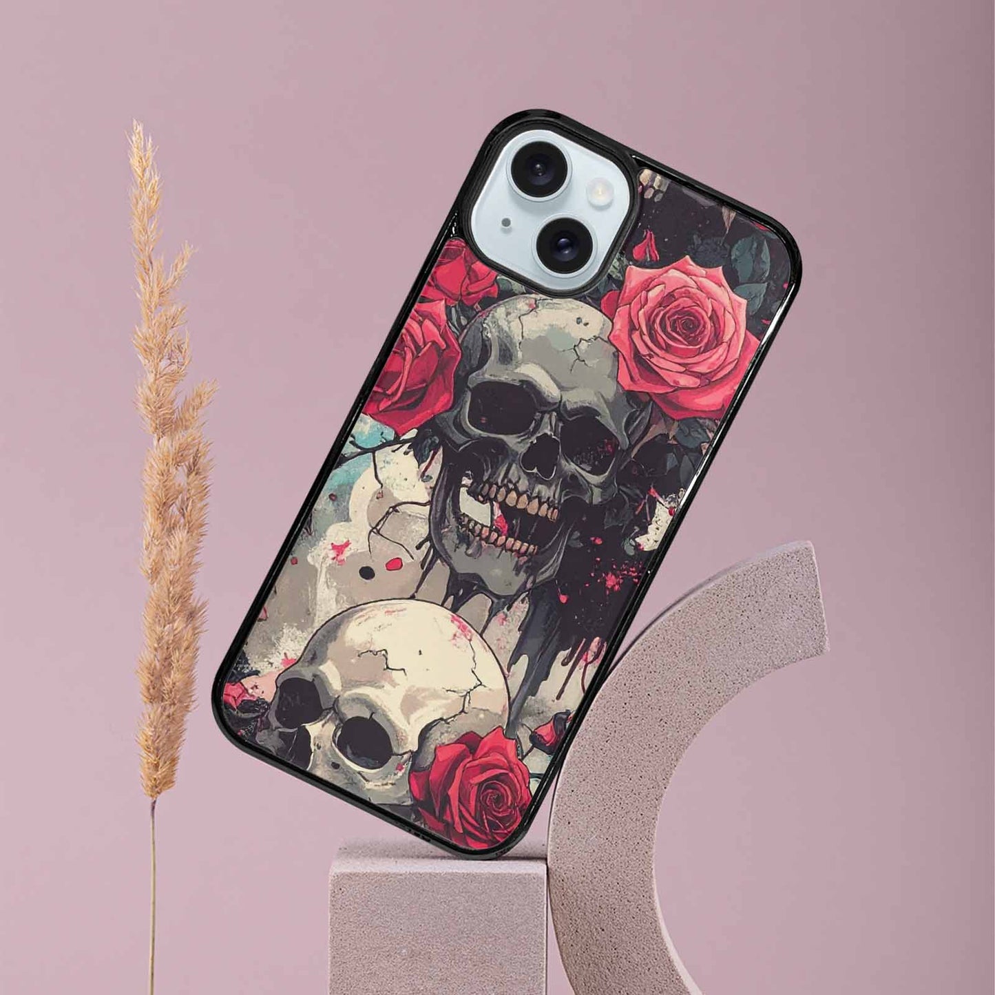 iPhone 15 Plus Case — Skulls And Roses Skulls And Roses, Customized Protective Case