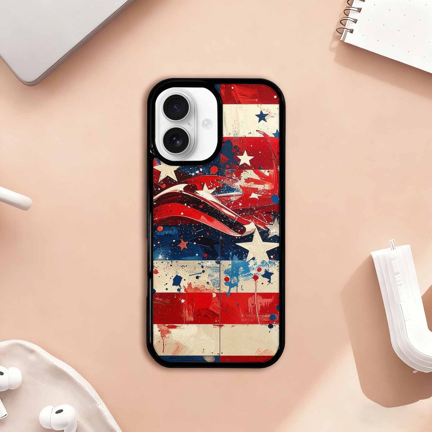 iPhone 17 Case — Patriotic Stars And Stripes Galaxy Space, Custom Made Phone Cover