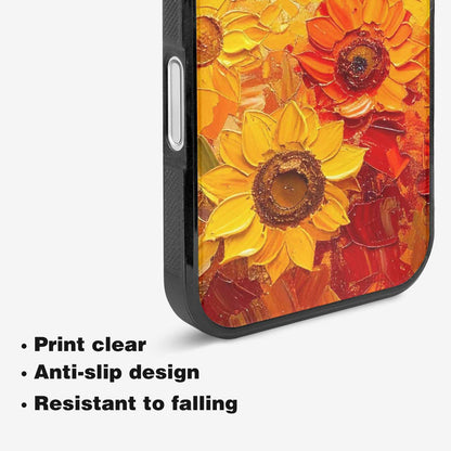 iPhone 16 Plus Case — Impressionist Sunflower Brushstroke Pattern Hundreds Of, Customized Protective Case