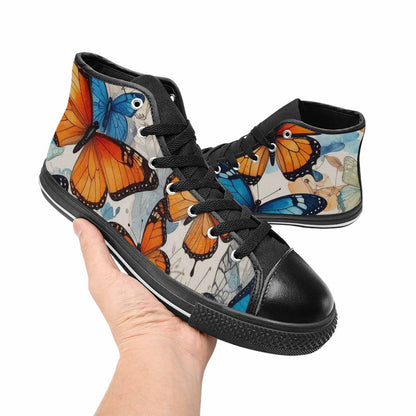 MEN'S Butterfly Wing High Top Canvas Vibrant Chaos Sneakers