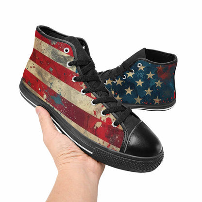 MEN'S American Flag Stars High Top Canvas Neon Fantasy Shoes