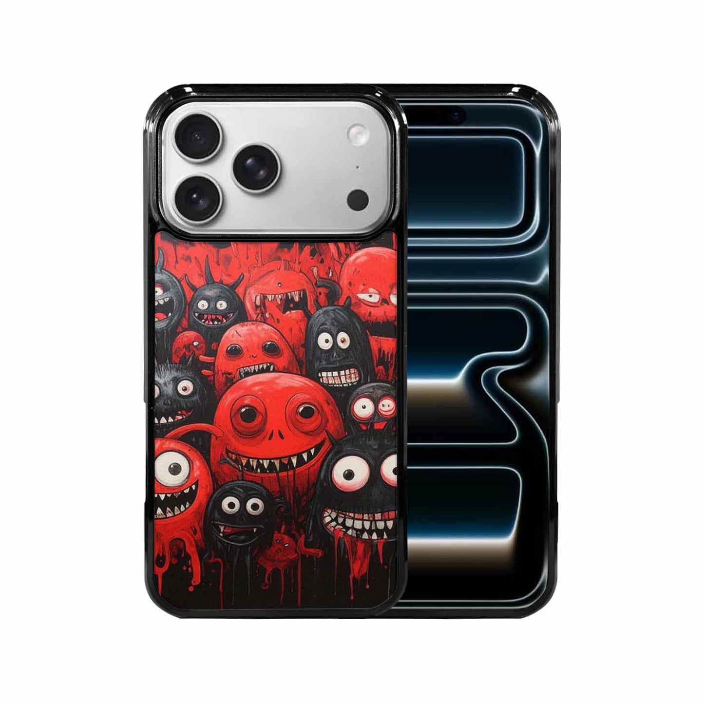 iPhone 17 Pro Max Case — Black &amp; Red Ink Cartoon Cute, Custom Printed Phone Case