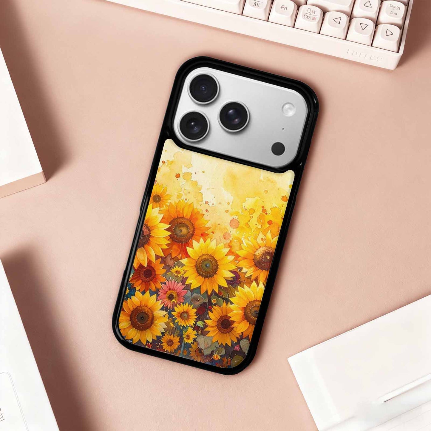 iPhone 17 Pro Case — Full Color Vibrant Sunflower Burst Floral, Custom Made Phone Cover
