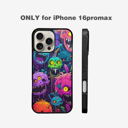 iPhone 16 Pro Max Case — Mixed Toxic Glow Creature Pattern Hundreds, Customized Protective Case