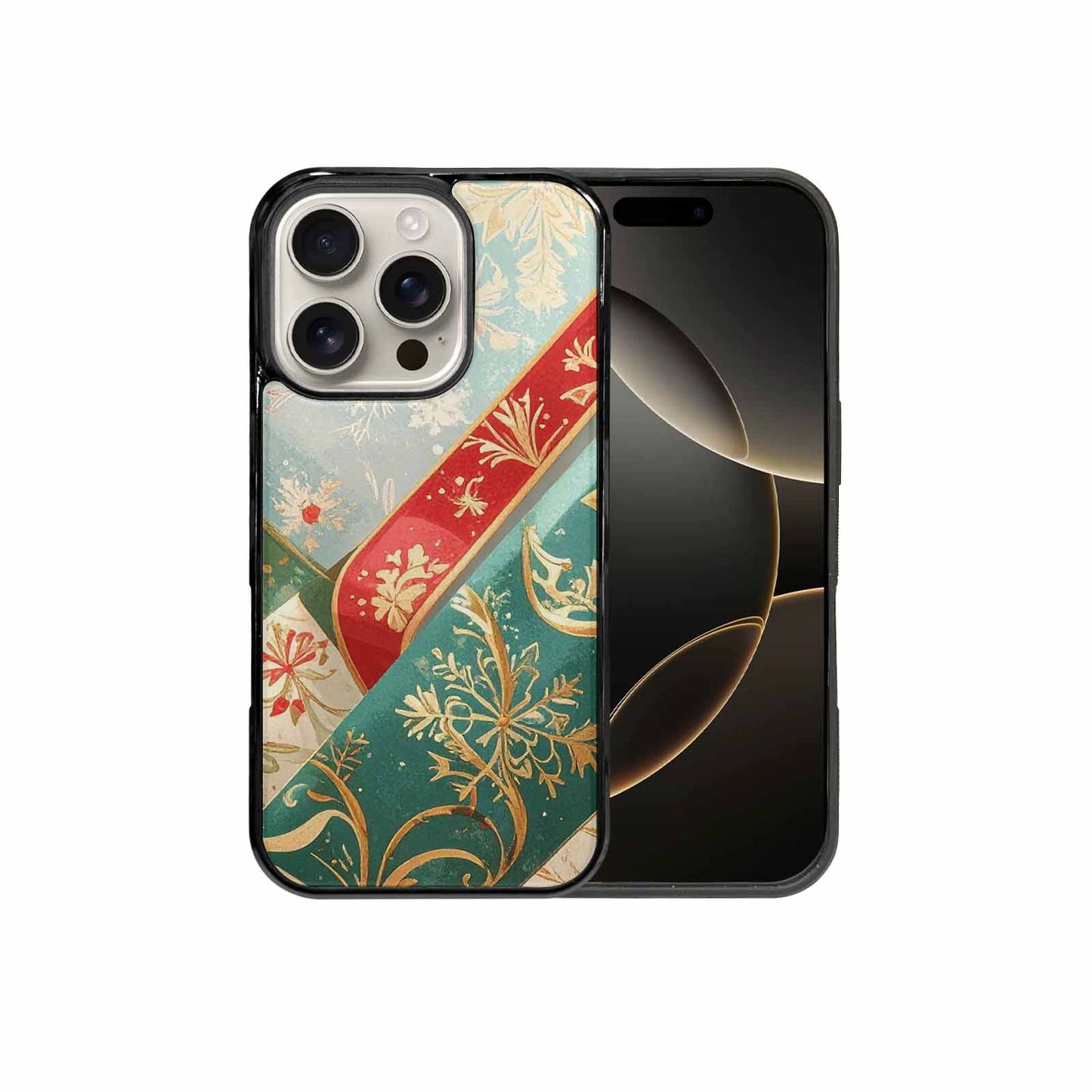 iPhone 16 Pro Case — Christmas Wrapping Paper Pattern Art Wallpaper, Custom Art Phone Cover
