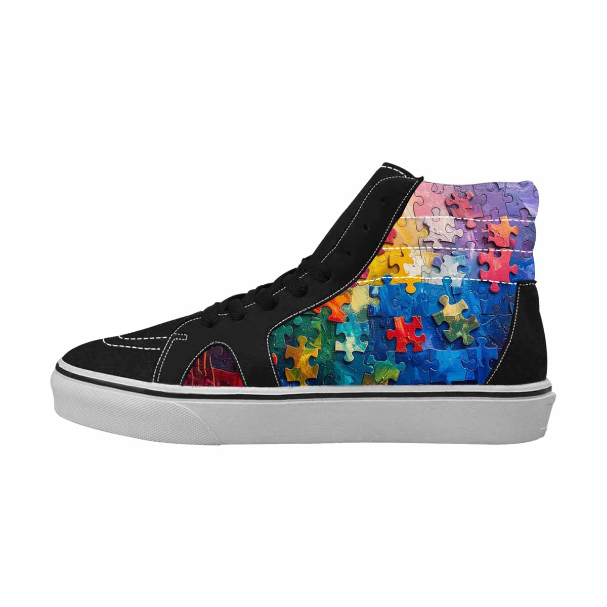 MEN'S Autism Puzzle Pieces High Top Canvas Melting Art Sneakers