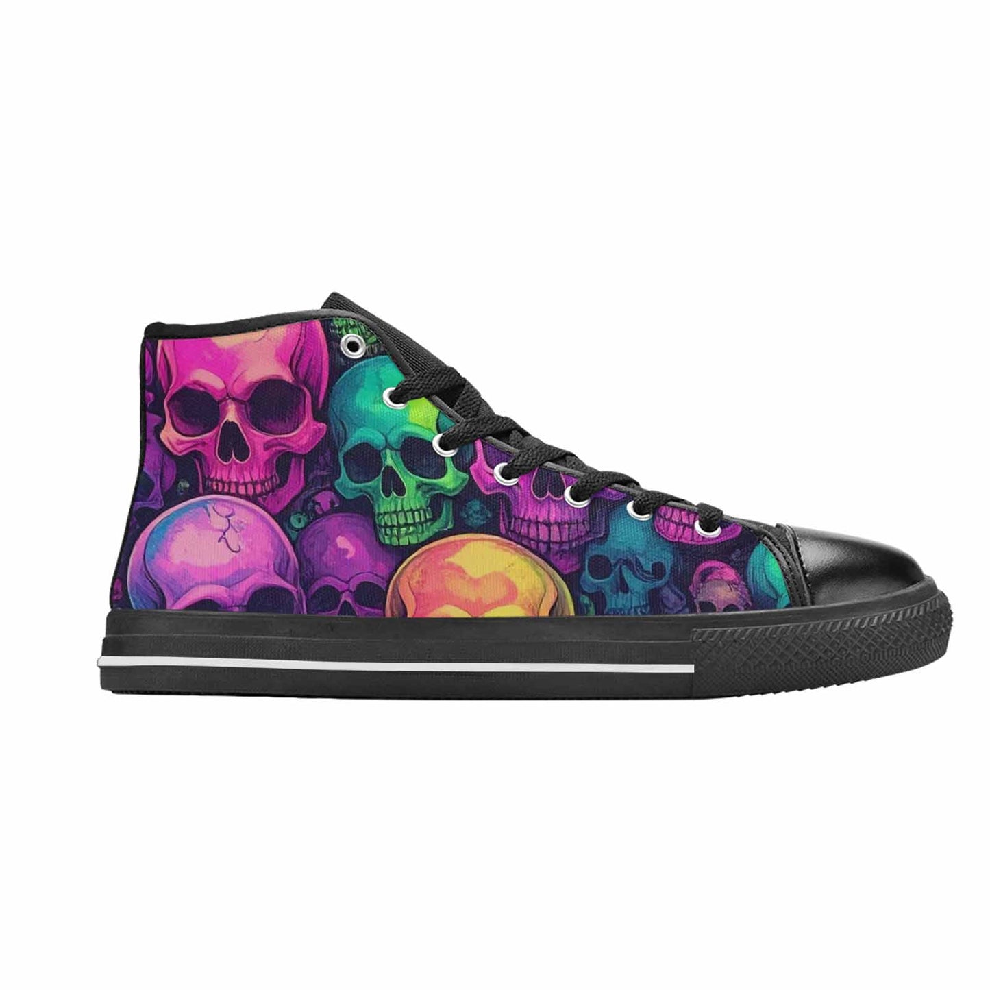 MEN'S Skulls - Neon High Top Canvas Dreamcore Custom Sneakers