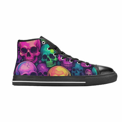 MEN'S Skulls - Neon High Top Canvas Dreamcore Custom Sneakers