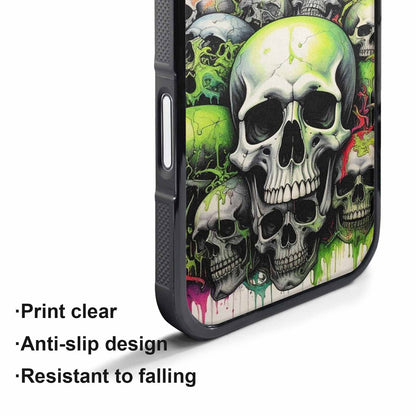 iPhone 17 Pro Max Case — Black &amp; Green Ink Gothic Skulls, Personalized Phone Case