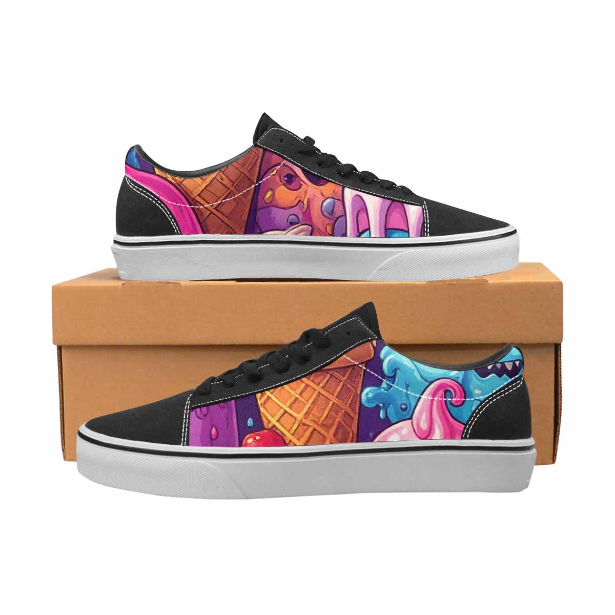 WOMEN'S Ice Cream Monsters  Lace-Up Canvas Aesthetic Custom Shoes