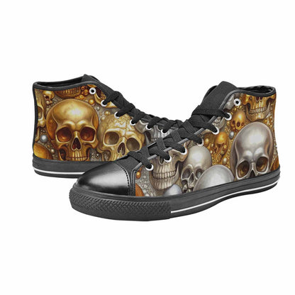 MEN'S Skulls - Metallic-Chrome- High Top Canvas Dreamcore Custom Sneakers