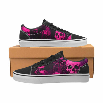 WOMEN'S Skeletons  Neon Pink Lace-Up Canvas Cottagecore Custom Sneakers