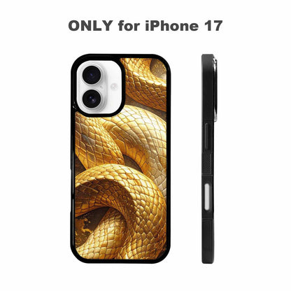 iPhone 17 Case — Glossy Golden Snake Original Art, Unique Phone Case Design