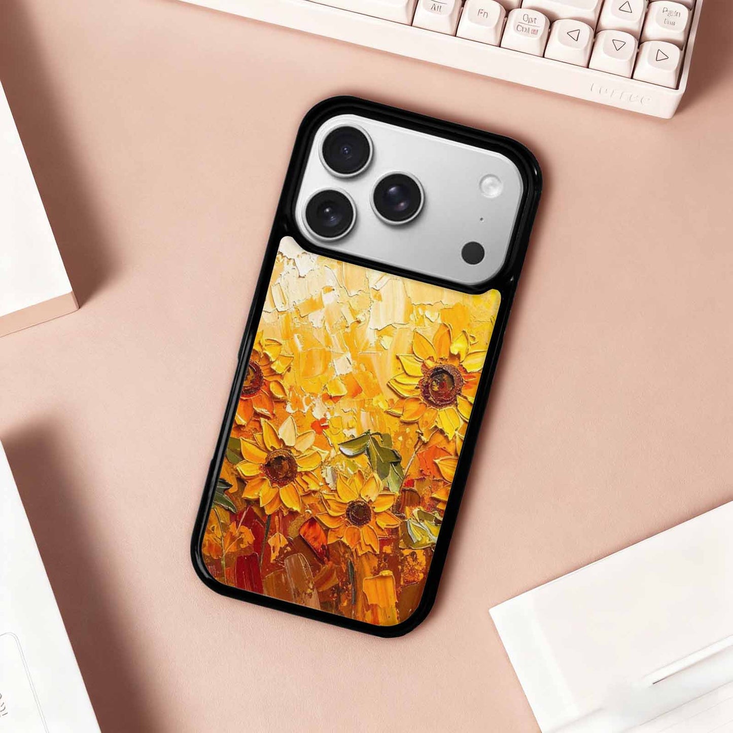 iPhone 17 Pro Case — Impressionist Sunflower Brushstroke Pattern Hundreds Floral, Unique Phone Case Design