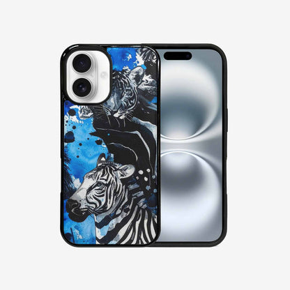iPhone 16 Case — Animal Print Black Blue Ink Animal, Original Design Phone Case