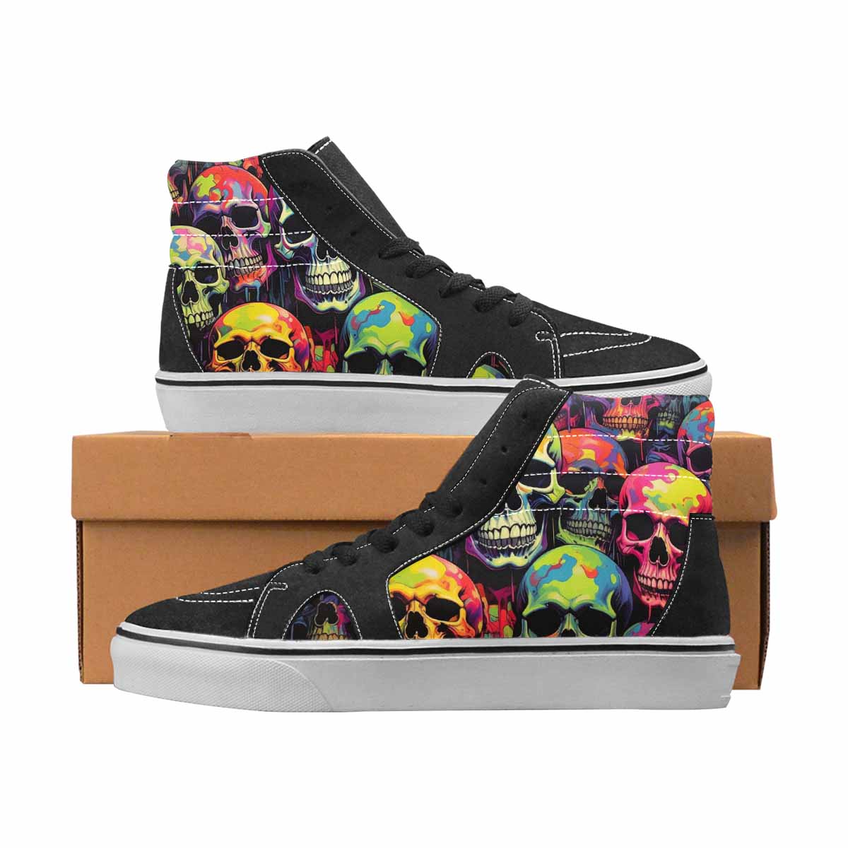 WOMEN'S Camo High Top Canvas Artist-designed Melting Art Custom Print Sneakers