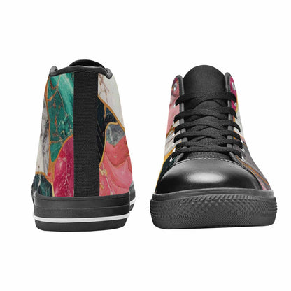 WOMEN'S Marble Stone Texture High Top Canvas Vibrant Chaos Sneakers