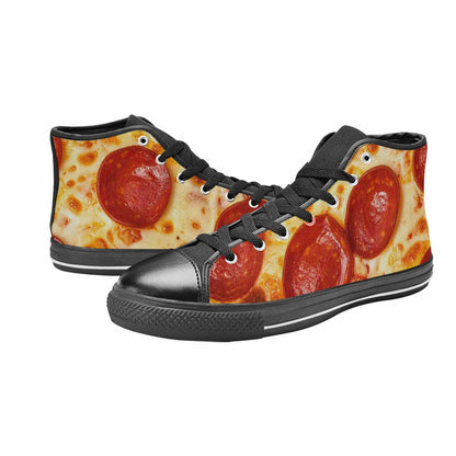 WOMEN'S Pepperoni Pizza Print High Top Canvas Vivid Sneakers