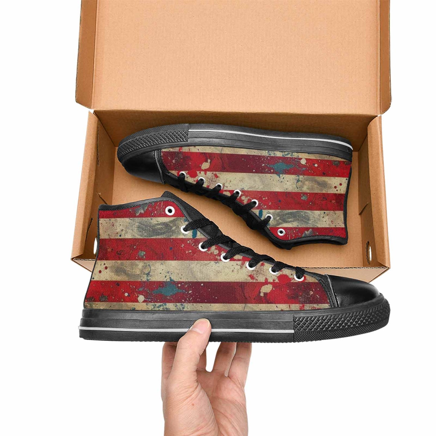 MEN'S American Flag Stars High Top Canvas Neon Fantasy Shoes