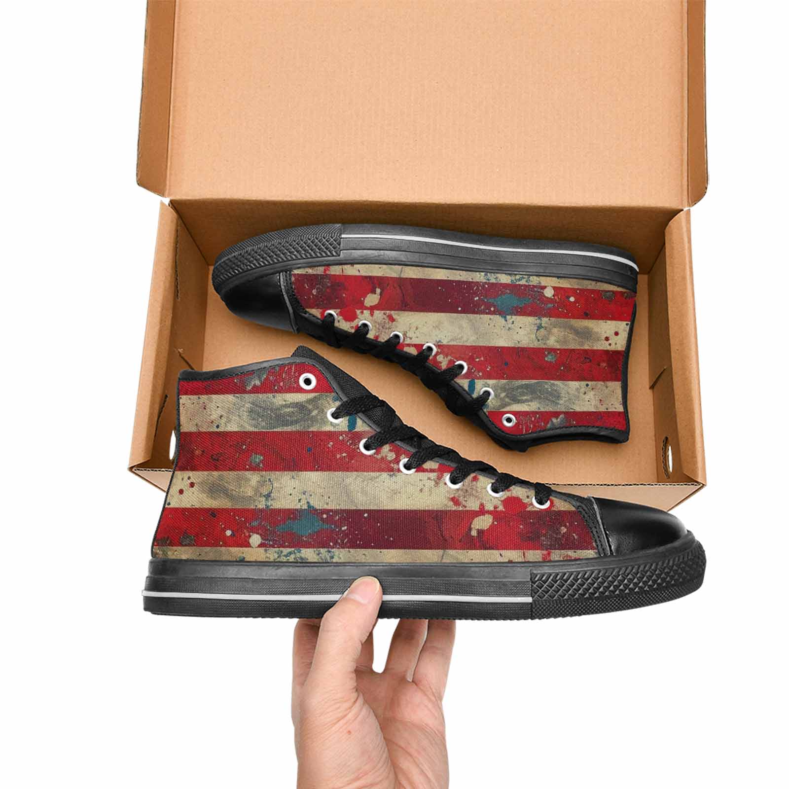 MEN'S American Flag Stars High Top Canvas Neon Fantasy Shoes